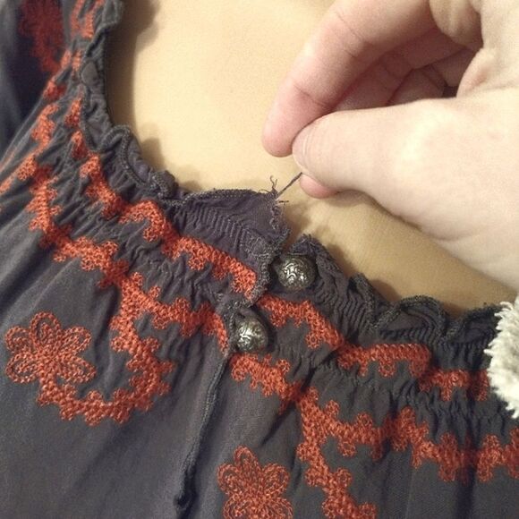 Ivy Jane Women's Size Medium Orange Embroidered Gray Tunic or Mini Dress - Picture 7 of 12